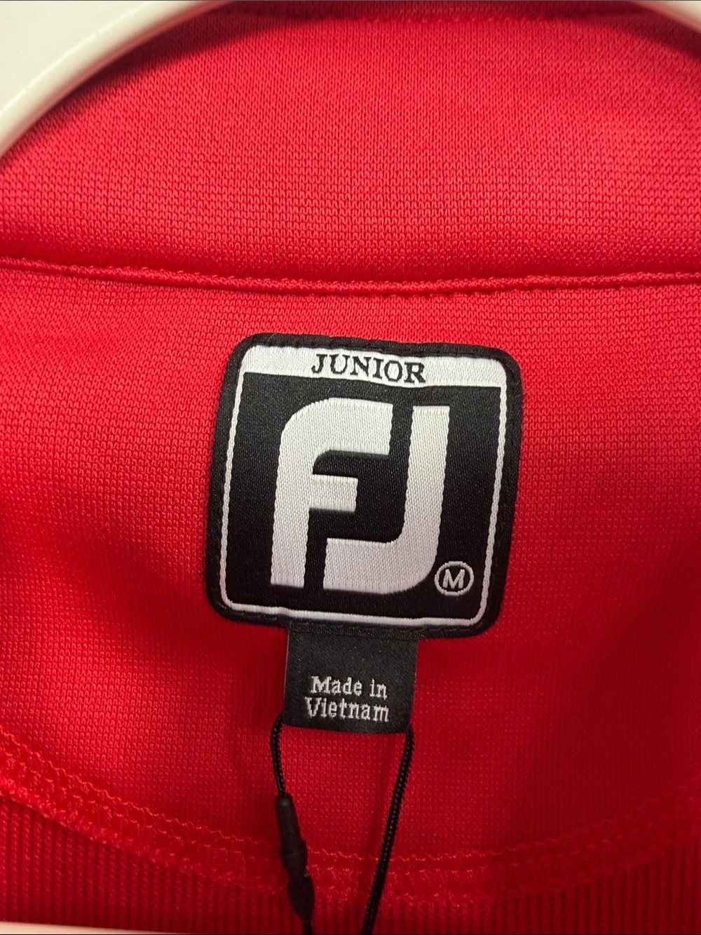 Footjoy Junior boys 1/4 zip red pullover size medium.NWT